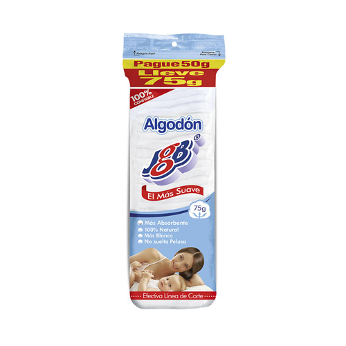 ALGODON JGB PGE 50 LLVE 75 BOLSA X 75 GR