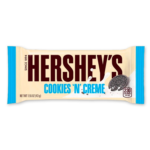 CHOC. HERSHEYS COOKIES N CREME BARRA X 43 GR