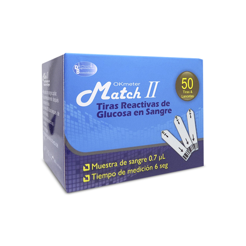 TIRAS REACT.OKMETER MATCH II 50 TIRAS+LANCET