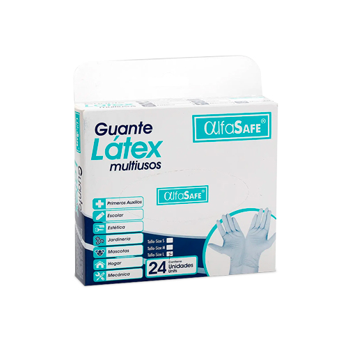 GUANTES LATEX TALCO T-M ALFASAFE CAJA X 24 UNDS