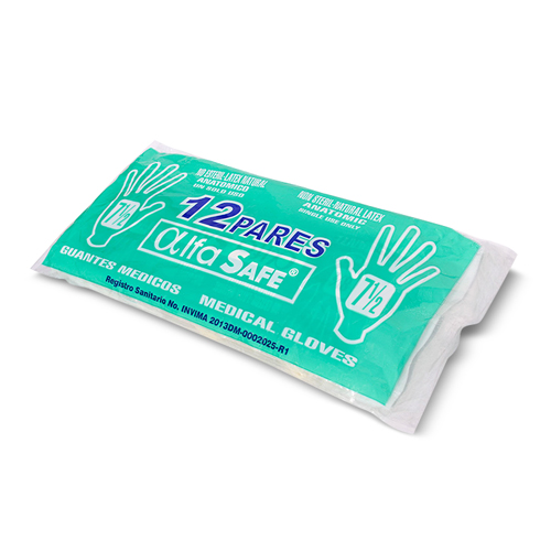 GUANTES MEDICOS 7 1/2 ALFASAFE BSA X 12 PARES