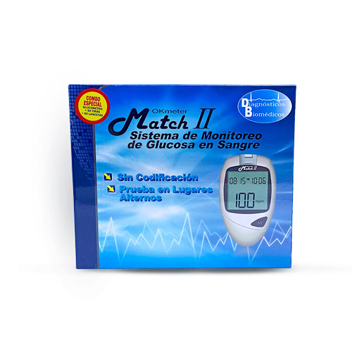 GLUCOMETRO OKMETER MATCHII + TIRAS X 50 UNDS