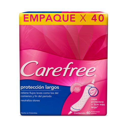 PROTECTORES CAREFREE LARGOS PQTE X 40 UNDS