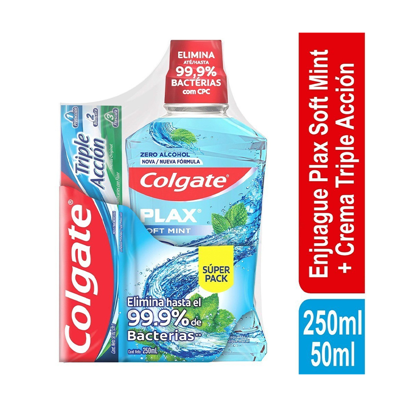 ENJUAGUE COLGATE PLAX SOFT MINT X 250 ML +CREMA X 50G