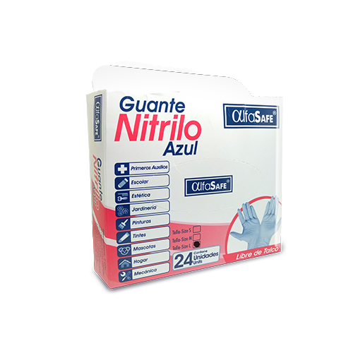 GUANTES NITRILO AZUL T-L S/TLC ALFASAFE X 24 U