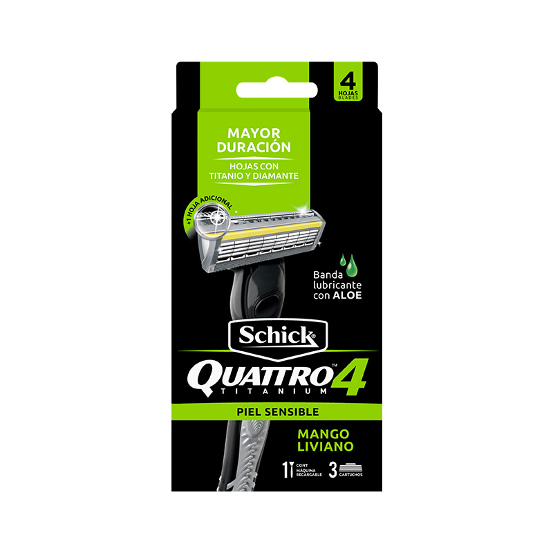 MAQUINA SCHICK QUATTRO TITANIU +3 REPUESTOS
