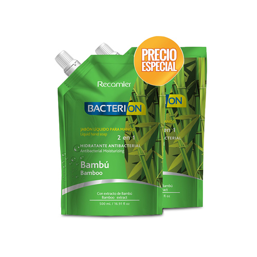 JABON LIQ.BACTERION BAMBU 2EN1 2 UNDS X 500ML