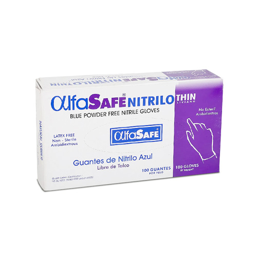 GUANTES NITRILO AZUL T-S S/TLC ALFASAFE X 100