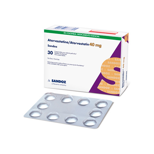 ATORVASTATINA 40 MG SANDOZ CAJA X 30 TABS