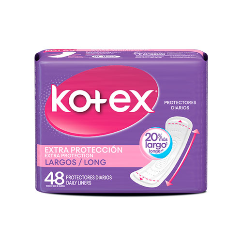 PROTECTORES KOTEX EXTRA PROT. LARGOS PQTE X 48 UNDS