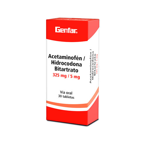 ACETAMINOFEN+HIDROCODONA 325/5 MG GENFAR X 30TABS