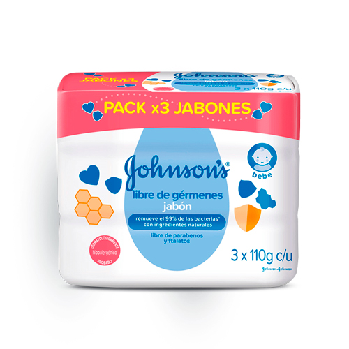 JABON J&J BABY LIBRE GERMENES 3 UNDS X 110 GR