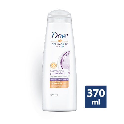 CHAMPU DOVE ANTICASPA 2en1 HIDRATA SUAVIZA X 370ML