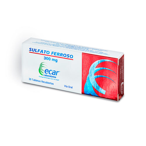 SULFATO FERROSO 300 MG ECAR CAJA X  20 TABS