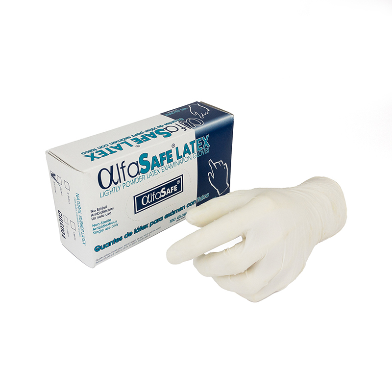GUANTES LATEX T-M ALFASAFE CAJA X 100 UNDS