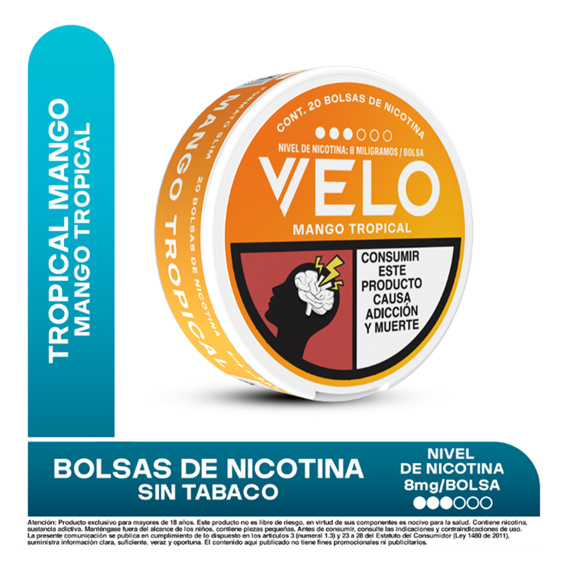 VELO NICOTINA MANGO TROPICAL 8 MG 