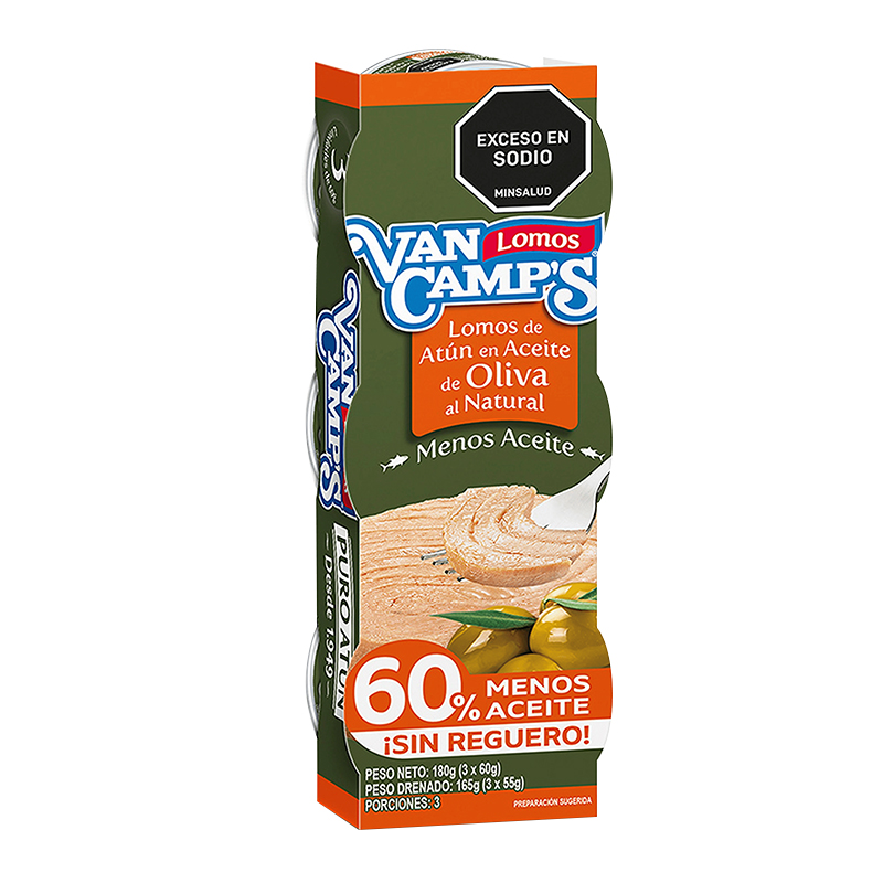 ATUN VAN CAMPS ACEITE DE OLIVA 3 UNDS X 60 GR