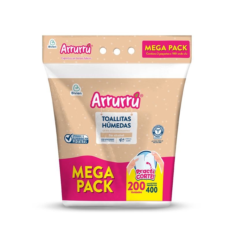 TOALLITAS ARRURRU AVENA MEGAPACK X 200 UNDS